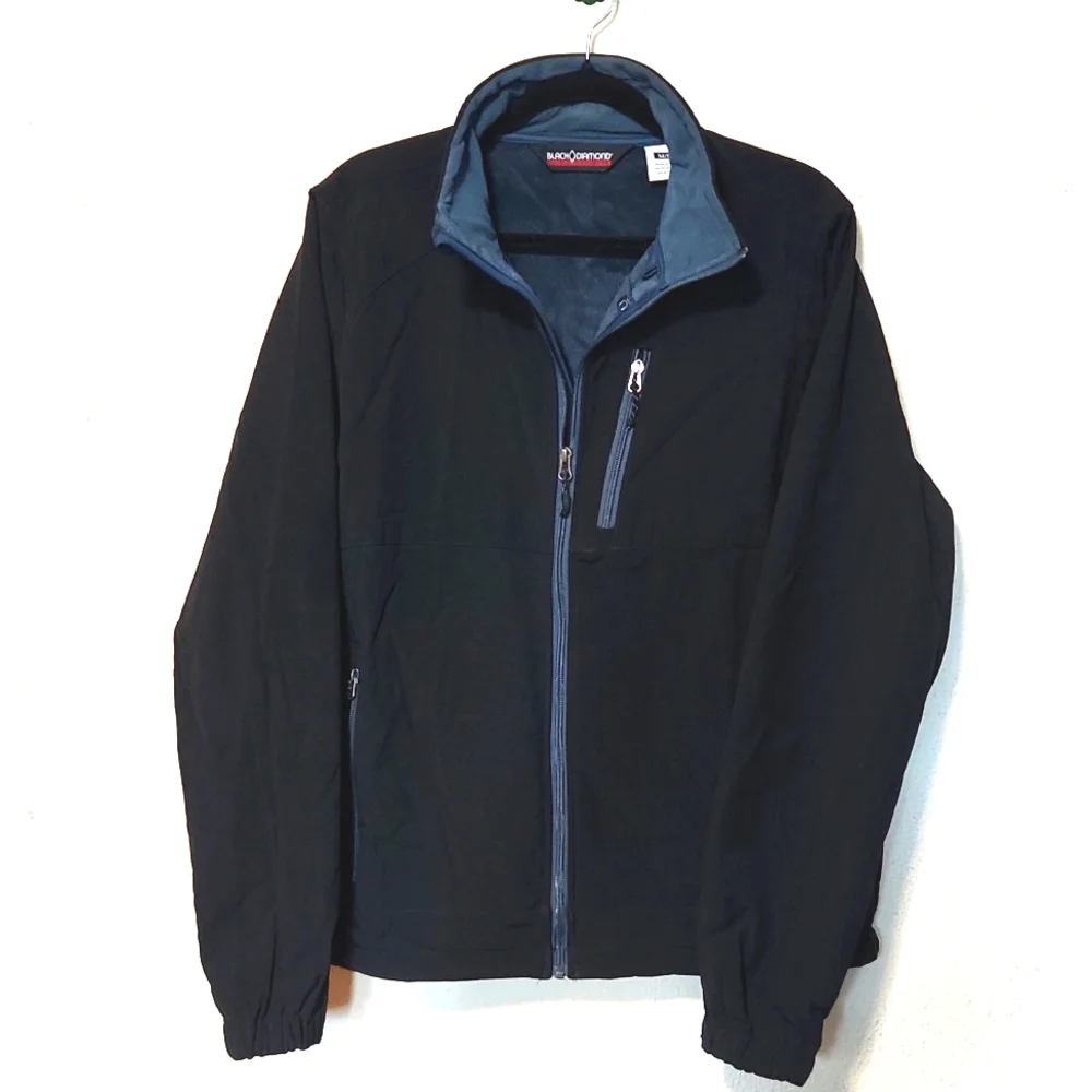 Black Diamond Double Diamond Men's Soft Shell Black Zip-Up Jacket Size Medium - Picture 2 of 14